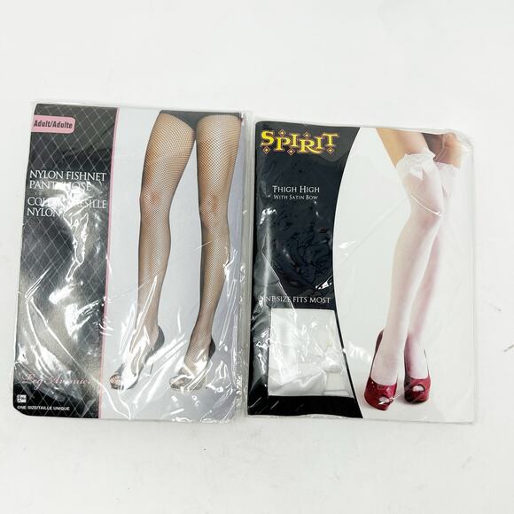 NWT‎ Leg Avenue & Spirit Bundle Lot (2) Fishnet Pantyhose & Thigh High Stockings - Picture 1 of 4